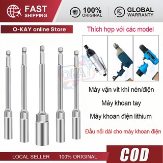 Khẩu Chụp Bulong Sâu Lòng Dài 150mm - Lắp Nhanh Cho Máy Khoan Bắn Vít, Chân Lục Giác 5.5-19mm