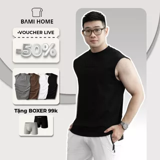 Áo tanktop nam BAMI HOME, Ao ba lỗ tập gym nam chất liệu cotton thoáng mát, co giãn tốt ATT07
