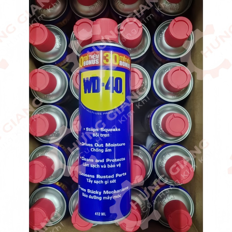 Chai Xịt Tẩy Rỉ Bôi Trơn WD-40 412ml Làm Sạch Tẩy Rỉ Sét Bôi Trơn Máy Móc