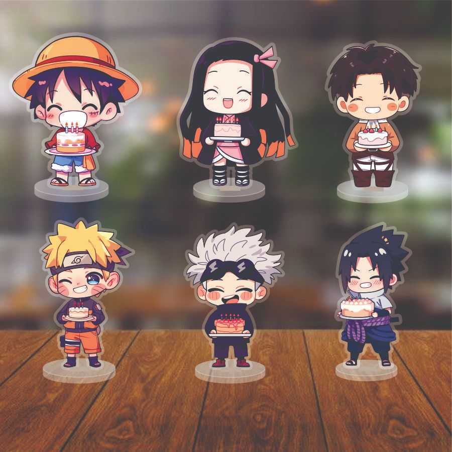 Mô hình Standee Nhân Vật Anime Sinh Nhật -  Chất liệu mica- Trang trí để bàn góc học tập (KT :12cm)