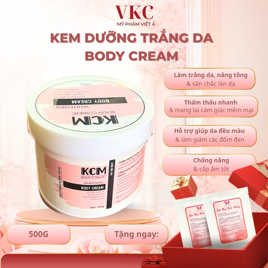 Kem dưỡng trắng da body CREAM 500g nâng tông chống nắng chống lão hóa da toàn thân trắng mịn đều màu