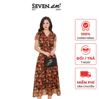 Đầm xoè họa tiết hoa tulip thời trang nữ Seven.AM H603257I