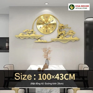 Đồng Hồ Treo Tường Trang Trí Nhà Cửa HƯƠU TÀI LỘC Kim Trôi Cao Cấp VIVA DECOR, Lianzhang V293