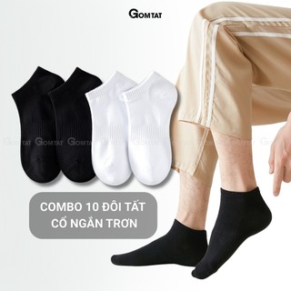 Combo 10 đôi tất cổ thấp nam nữ trơn GOMTAT, chất liệu cotton êm chân, hút ẩm thoáng khí khử mùi - GOM-KLB-TRONNGAN-CB10