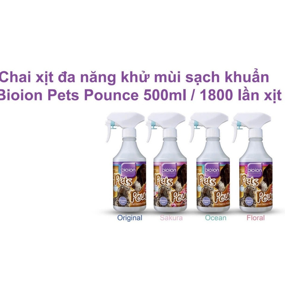 BIOION Xịt khử mùi và sạch khuẩn dành cho thú cưng Pets Pounce 500ml - Pet Love Premium