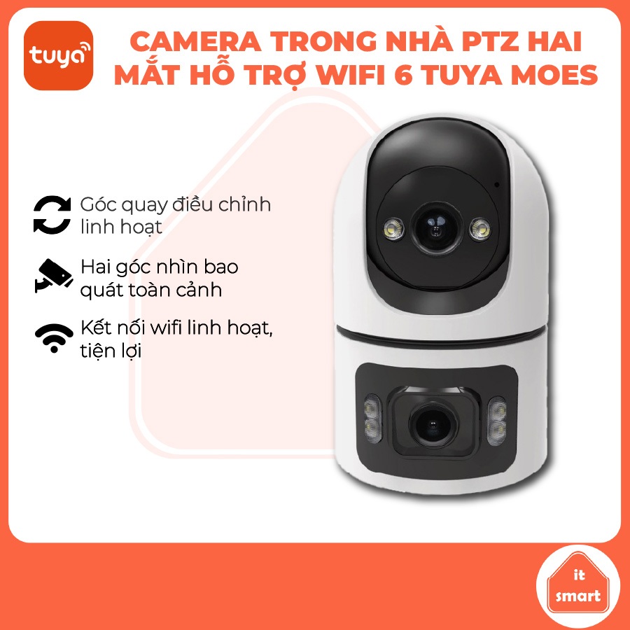 Camera Tuya Moes 2 mắt WiFi trong nhà