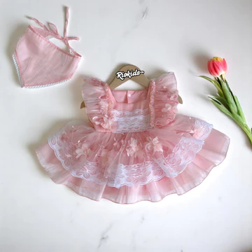 3-11kg Body váy công chúa hồng RIOKIDS quần áo cho bé gái sơ sinh đầy tháng thôi nôi BD260