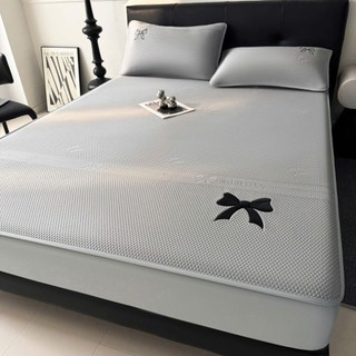 Chiếu Điều Hòa Băng Lạnh Thêu Nơ, Thêu Gấu Mềm Mát, Set 3 Món Ga Gối Ice Cool Bọc Đệm Dày Dặn Thoáng Mát