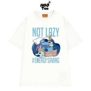 Áo Thun NGỐ TEE Hoạt Hình Vui Nhộn Stitch Not Lazy #Saving Energy Chất Vải Cotton 75 Mềm Mịn