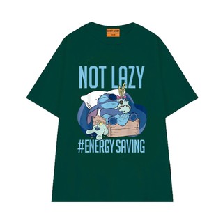 Áo Thun NGỐ TEE Hoạt Hình Vui Nhộn Stitch Not Lazy #Saving Energy Chất Vải Cotton 75 Mềm Mịn