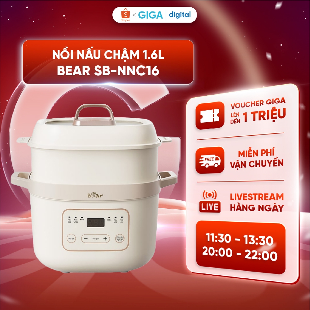 Nồi Nấu Chậm 1.6L Bear SB-NNC16 - Phiên bản tiếng Việt dễ dàng thao tác, sử dụng