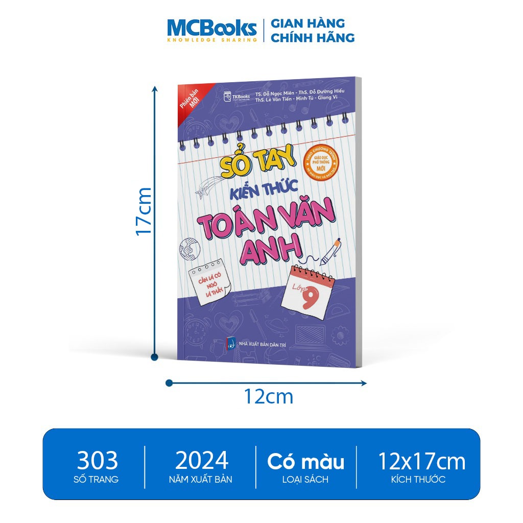Sách - Sổ tay kiến thức Toán - Văn – Anh Lớp 9  (Dành cho cả 3 bộ sách: Kết nối, tri thức và cánh diều)