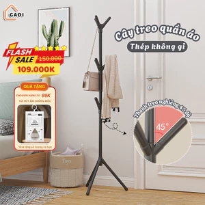 Cây treo quần áo bằng thép không gỉ cao cấp GADI, giá treo quần áo, túi xách mũ đứng thông minh đa năng tiện lợi decor