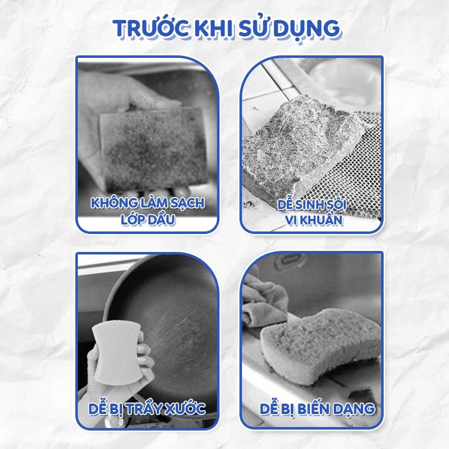 Combo 3 Gói miếng rửa chén bột gỗ MyJae dễ dàng đánh bay dầu mỡ (3 miếng/gói)