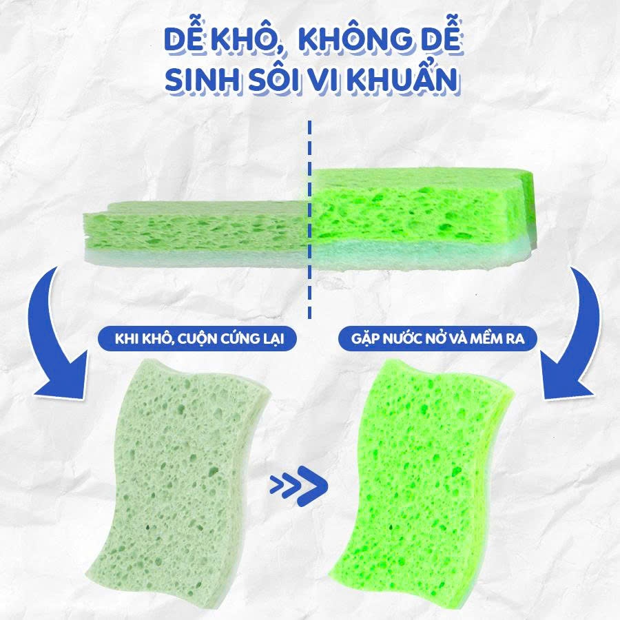 Combo 3 Gói miếng rửa chén bột gỗ MyJae dễ dàng đánh bay dầu mỡ (3 miếng/gói)