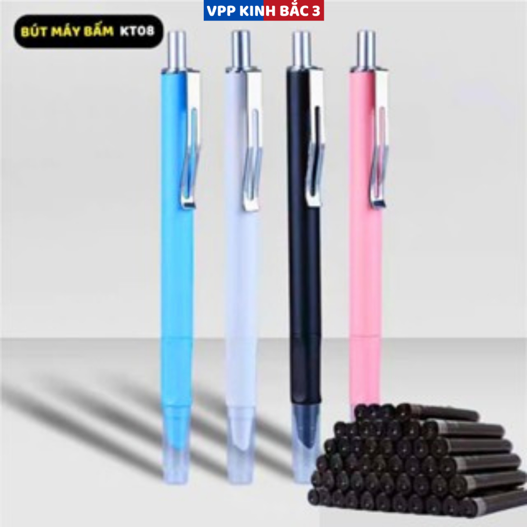 Bút Máy Bấm Ngòi Kim Tinh KT08 cho học sinh lớp 1-5  (Tặng mực+pitong hút mực lọ) Nét Chữ 0.38 mm