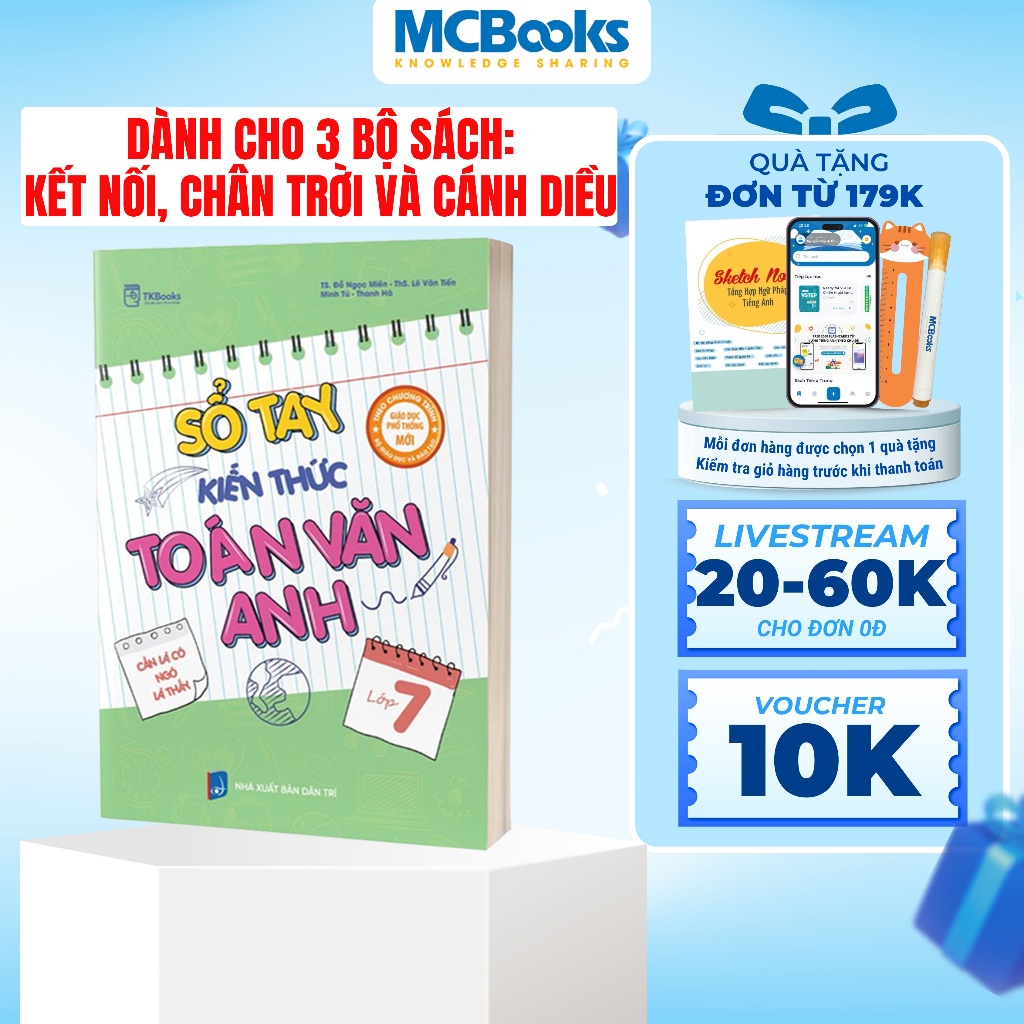 Sách Sổ tay kiến thức Toán – Văn – Anh Lớp 7 (Dành cho cả 3 bộ sách: Kết nối, tri thức và cánh diều)