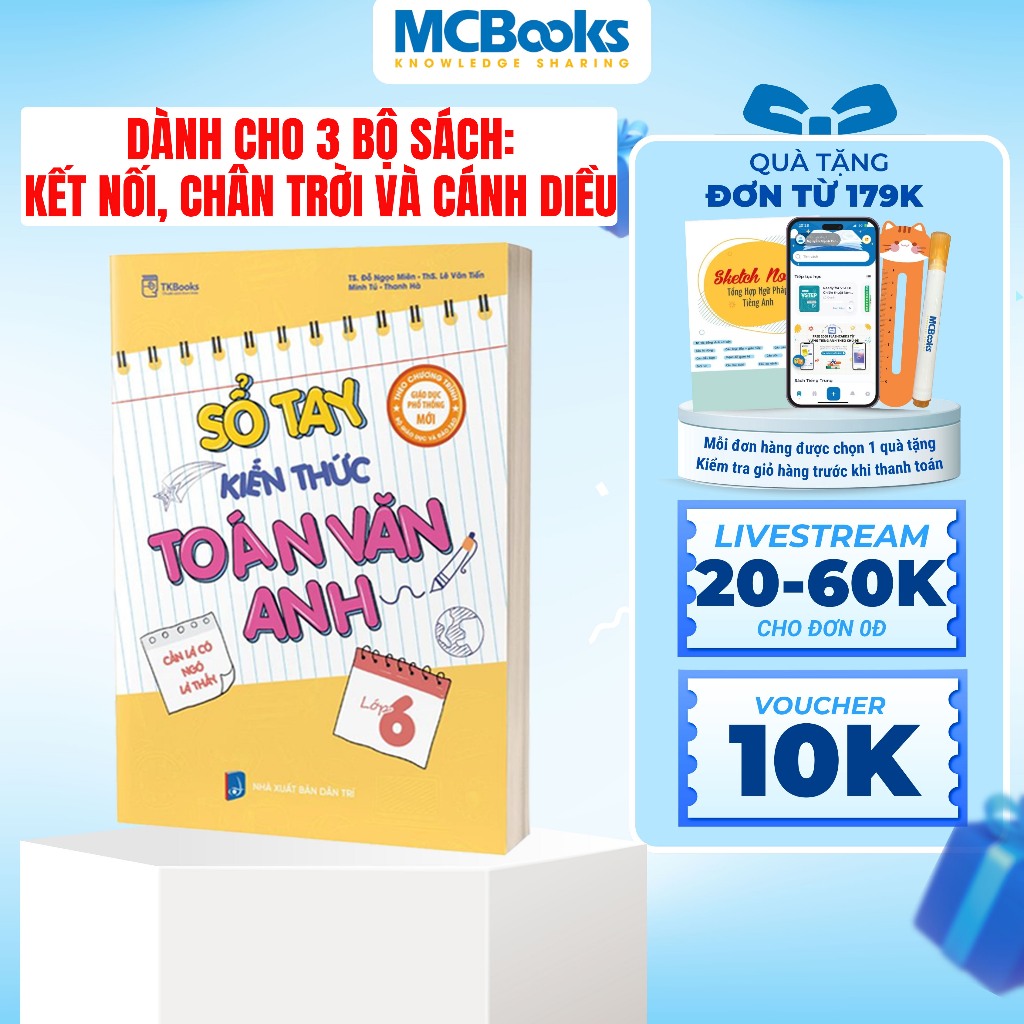Sách - Sổ tay kiến thức Toán – Văn – Anh Lớp 6  (Dành cho cả 3 bộ sách: Kết nối, tri thức và cánh diều)