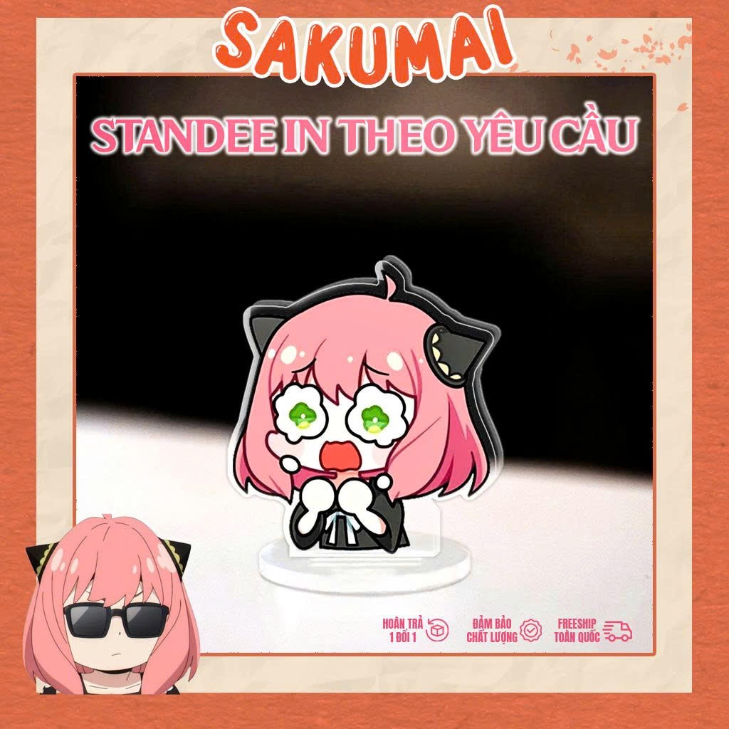 Standee, Mô Hình Anya Cao 5cm In UV Spy X Family Anya Forger Loid Forger Yor Forger Trang Trí Bàn Học Cute - SakuMai