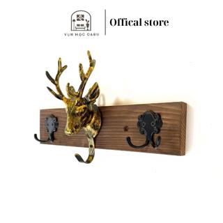 Móc treo gỗ kim loại đầu hươu gắn tường Oabu phong cách decor vintage cổ điển MT02