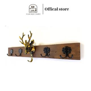 Móc treo gỗ kim loại đầu hươu gắn tường Oabu phong cách decor vintage cổ điển MT02