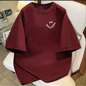 Áo Phông Form rộng tay lỡ chất cotton su cổ tròn - mặt cười in ngực-THUBIO98