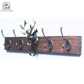 Móc treo gỗ kim loại đầu hươu gắn tường Oabu phong cách decor vintage cổ điển ĐH02