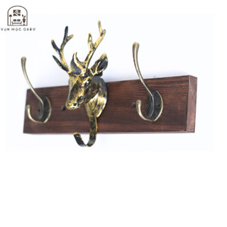 Móc treo gỗ kim loại đầu hươu gắn tường Oabu phong cách decor vintage cổ điển ĐH02