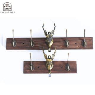 Móc treo gỗ kim loại đầu hươu gắn tường Oabu phong cách decor vintage cổ điển ĐH02