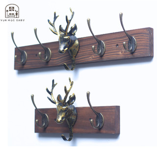 Móc treo gỗ kim loại đầu hươu gắn tường Oabu phong cách decor vintage cổ điển ĐH02