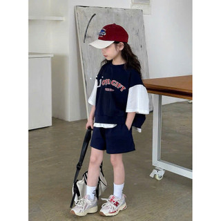 [B&G] Sét bộ thể thao ngắn tay chữ cotton mát mùa hè cho bé gái từ 2-12 tuổi(12-45kg)