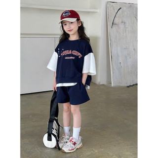 [B&G] Sét bộ thể thao ngắn tay chữ cotton mát mùa hè cho bé gái từ 2-12 tuổi(12-45kg)