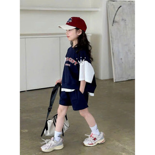 [B&G] Sét bộ thể thao ngắn tay chữ cotton mát mùa hè cho bé gái từ 2-12 tuổi(12-45kg)