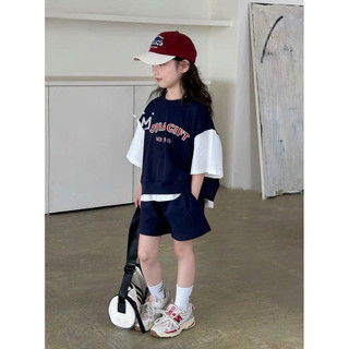 [B&G] Sét bộ thể thao ngắn tay chữ cotton mát mùa hè cho bé gái từ 2-12 tuổi(12-45kg)