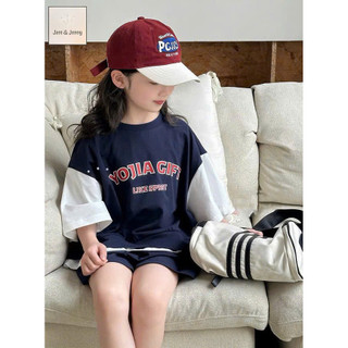 [B&G] Sét bộ thể thao ngắn tay chữ cotton mát mùa hè cho bé gái từ 2-12 tuổi(12-45kg)