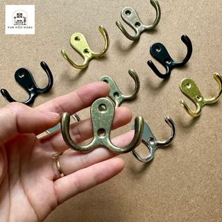 Móc treo đồ đôi kim loại gắn tường Oabu 5.2cm phong cách cổ điển vintage 02a