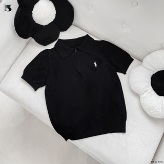 Áo len mỏng mùa hè cho nữ với kiểu dáng cổ polo dáng lửng thêu ngực Twenty.5- 6731