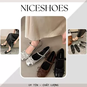 Giày Sục Búp Bê Nữ Lolita, Giày Đế Bằng Nữ Phối Nơ Chất Da Đế Bệt, Phong Cách Trẻ Trung Hot Trend || N02