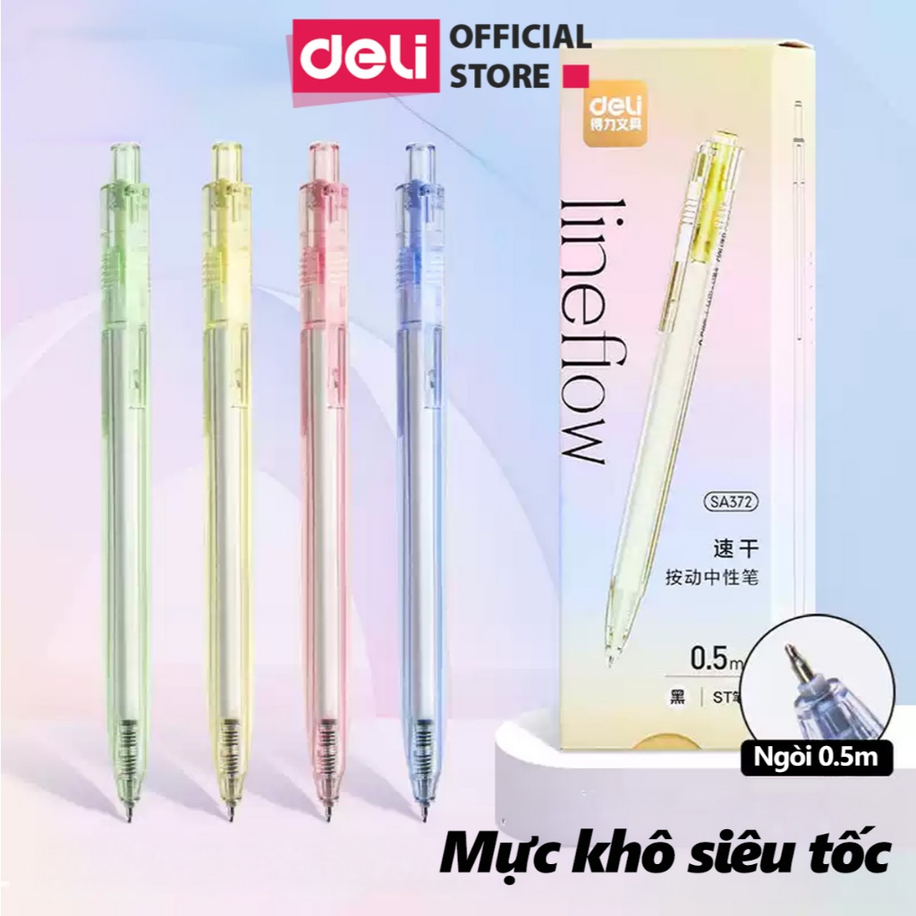 [Deli VPP] Bút Gel Siêu Nhanh Khô Deli Ngòi 0.5mm Ngòi ST Chống Lem Nét Đều Trơn Tru Học  Sinh Văn Phòng