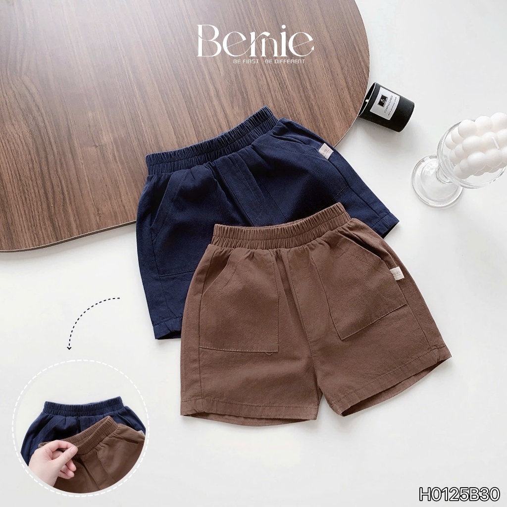 Bộ sơ mi bé trai thêu gấu kèm cavat cho bé, set sơ mi cộc tay phối quần kaki