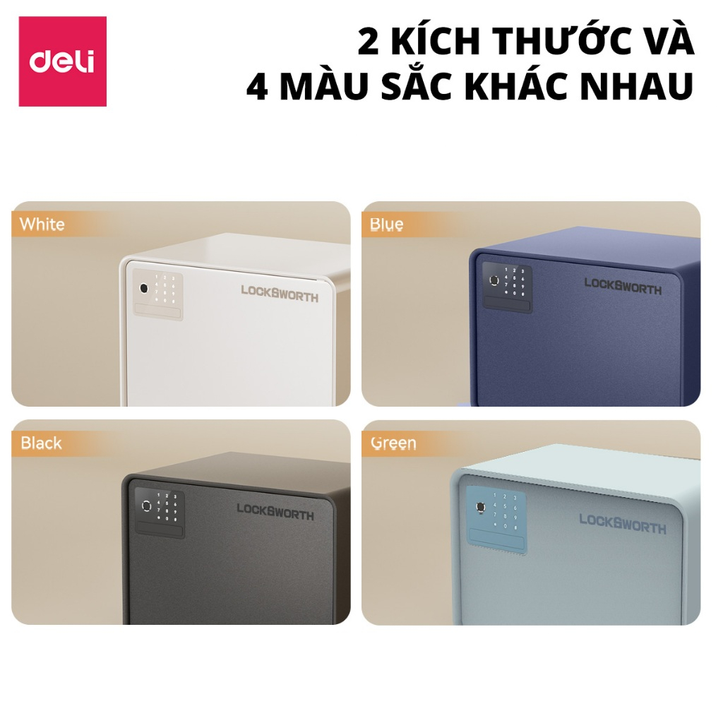 Két Sắt Mini Điện Tử Deli x Locksworth Mới 2026 Két Sắt Thông Minh 2 Kích Thước Bảo Hành 12 Tháng