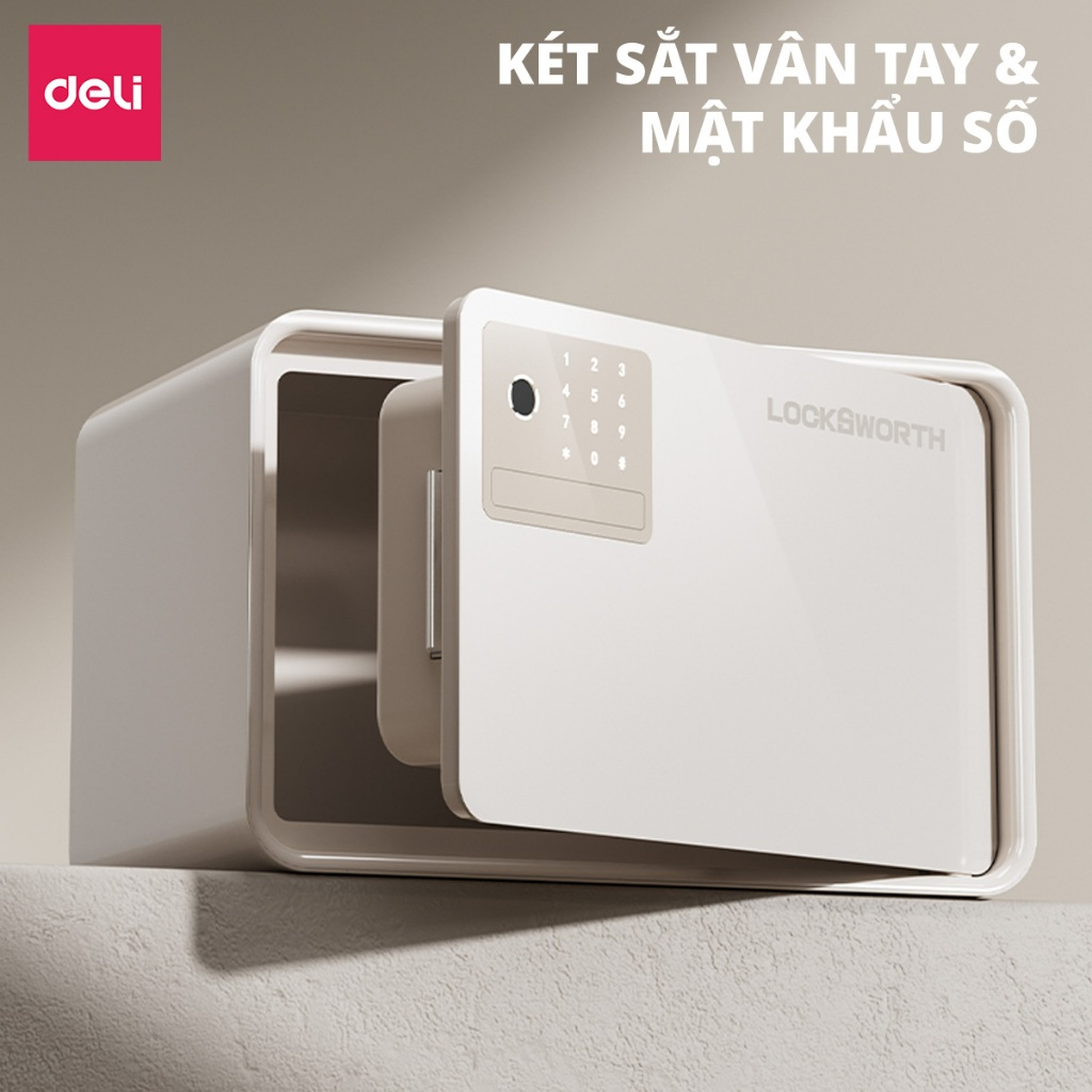Két Sắt Mini Điện Tử Deli x Locksworth Mới 2026 Két Sắt Thông Minh 2 Kích Thước Bảo Hành 12 Tháng