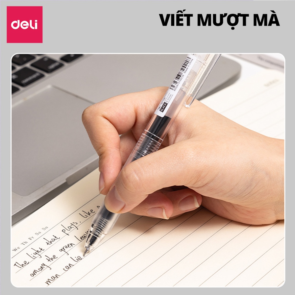 [x3 LƯỢNG MỰC] Bút Gel Deli EG235 Nhanh Khô Ngòi 0.5mm Viết Trơn Tru Có Đệm Tay Lượng Mực Lớn Cho Học Sinh Văn Phòng