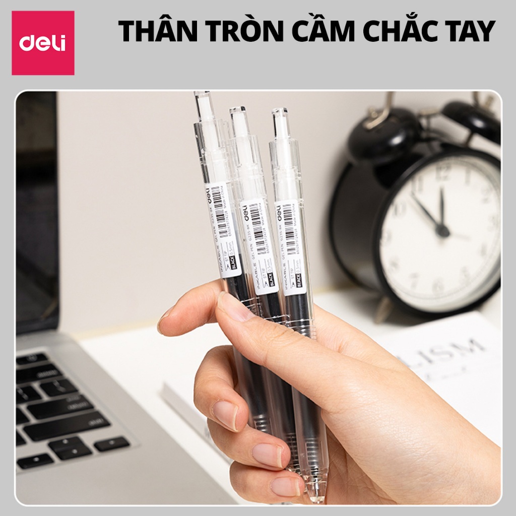 [x3 LƯỢNG MỰC] Bút Gel Deli EG235 Nhanh Khô Ngòi 0.5mm Viết Trơn Tru Có Đệm Tay Lượng Mực Lớn Cho Học Sinh Văn Phòng