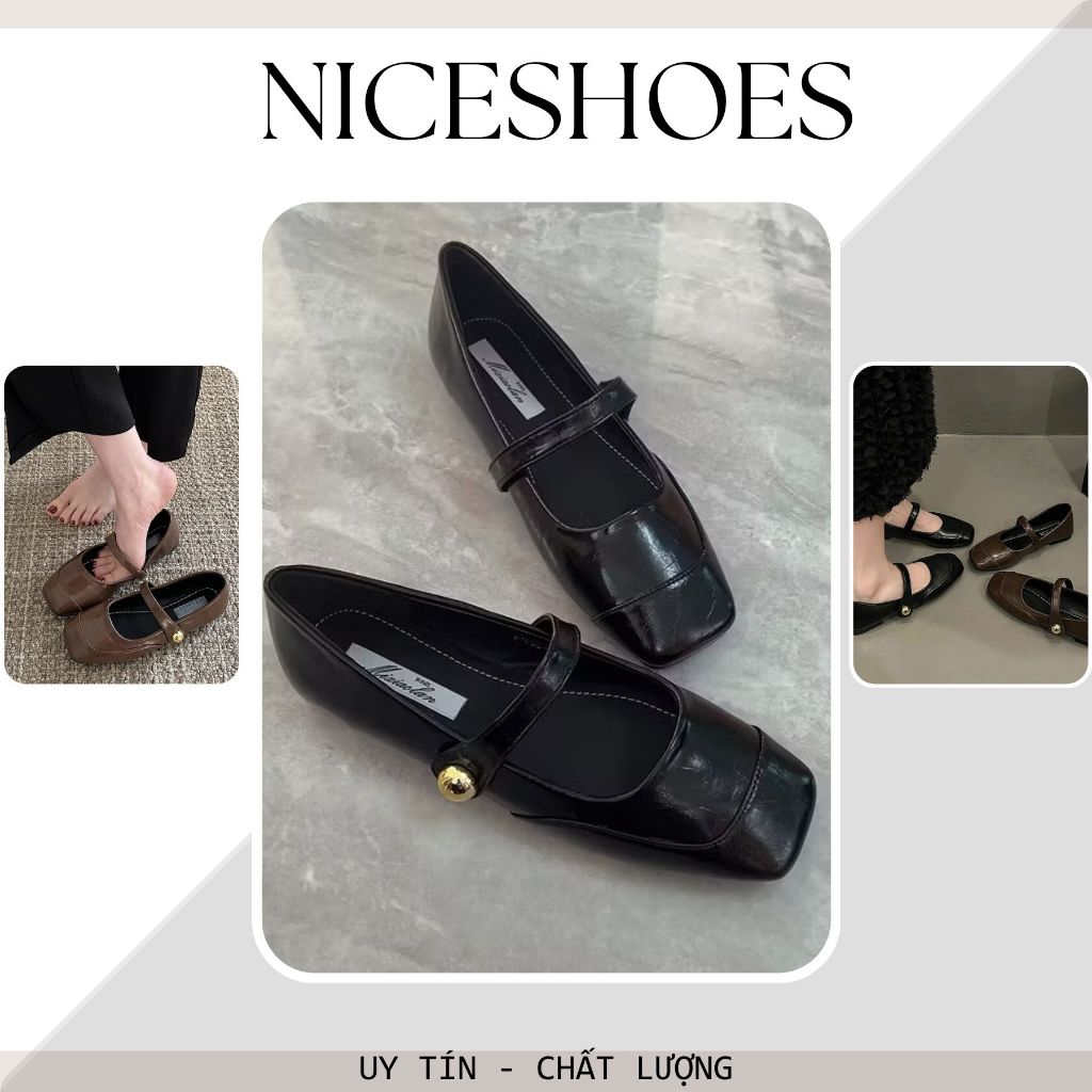 Giày Búp Bê Nữ, Giày Nữ Quai Gài Đính Ngọc Trai Siêu Xinh, Kiểu Dáng Basic Sục Đế Bệt Mềm Êm || N08