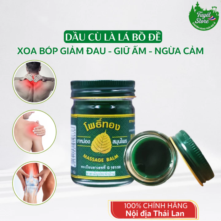 Dầu cù là bồ đề Thái Lan - Poothong massage balm, Dầu xoa bóp nóng Thái Lan