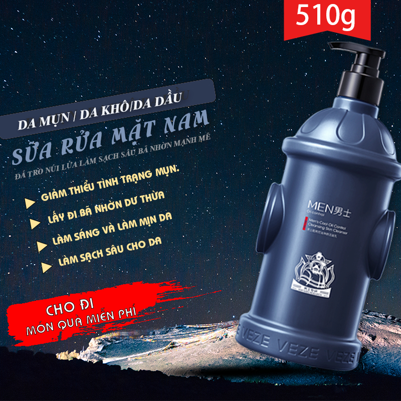 【Mua 1 Tặng 1】Sữa rửa mặt Nam 3 Tác Động Tro núi lửa，Kiềm Dầu Ngừa Mụn Dưỡng Trắng Dịu Nhẹ，làm sáng da Sạch Sâu