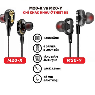 Tai nghe dây 3.5mm hãng Drraap.pow M20 - có phím chỉnh volume - bao bì túi - hàng mới 99%