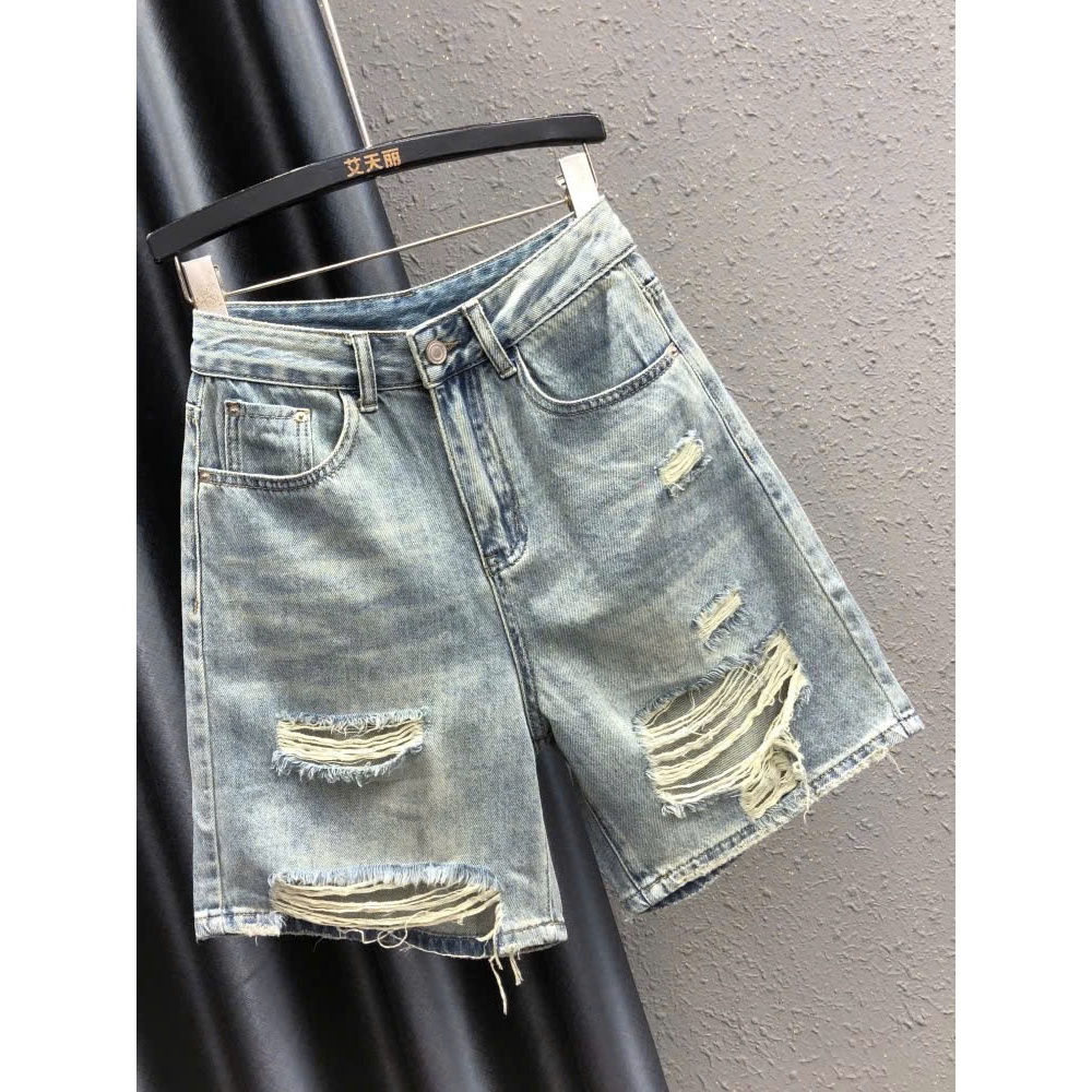 Quần jeans ngố nữ ống rộng rách gấu cá tính, quần bò lửng phong cách thời trang năng động ED17