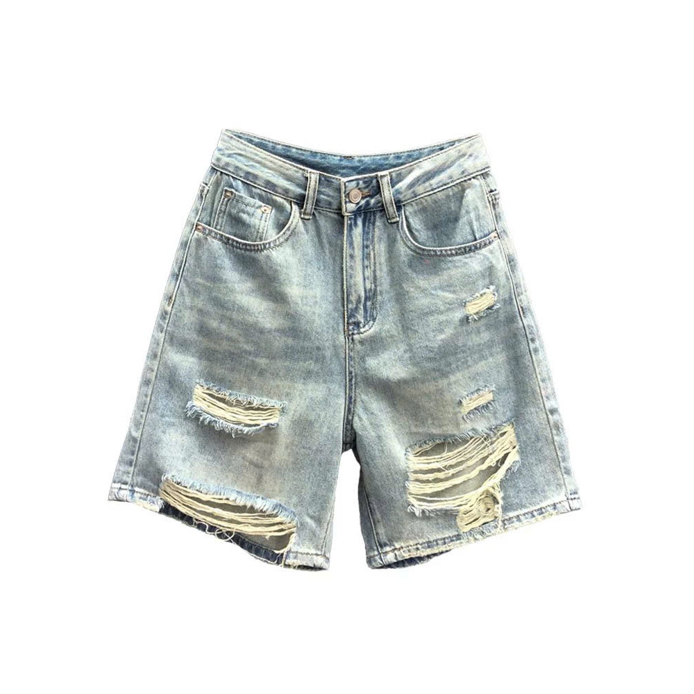 Quần jeans ngố nữ ống rộng rách gấu cá tính, quần bò lửng phong cách thời trang năng động ED17